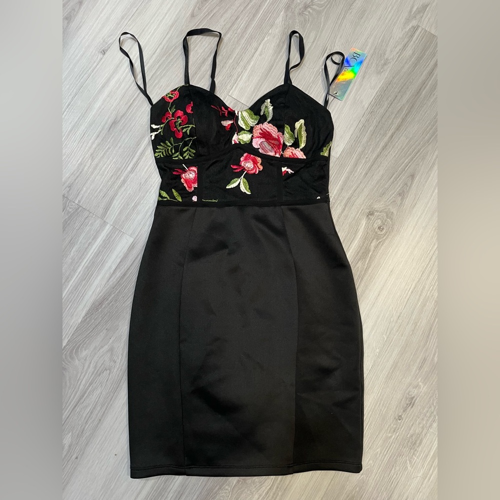 BCX Black Dress with Embroidery